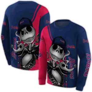 Atlanta Braves Jack Skellington & Zero Graphic Sweatshirt For Fans