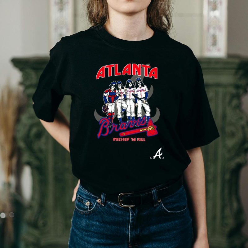 Atlanta Braves Kiss Dressed To Kill Graphic Tee T-Shirt For Fans - Image 2
