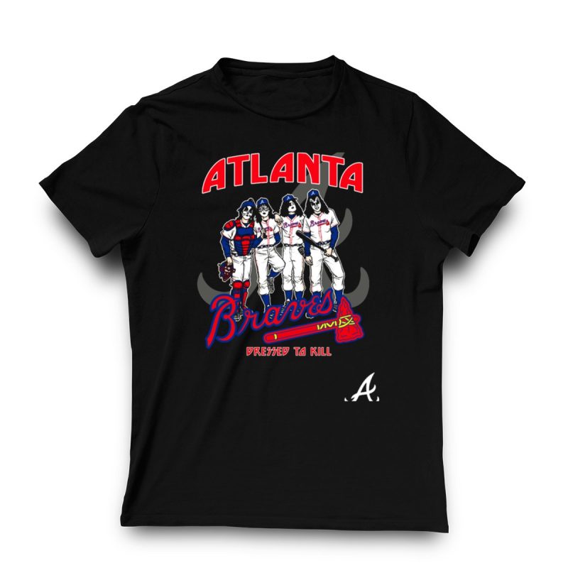 Atlanta Braves Kiss Dressed To Kill Graphic Tee T-Shirt For Fans - Image 3