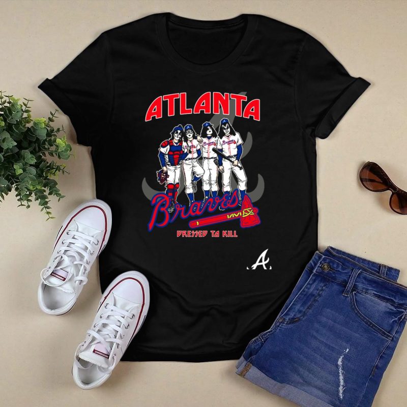 Atlanta Braves Kiss Dressed To Kill Graphic Tee T-Shirt For Fans - Image 5