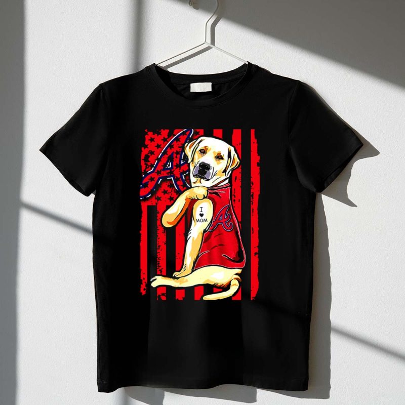 Atlanta Braves Labrador Retriever I Love Mom Baseball T-Shirt For Fans