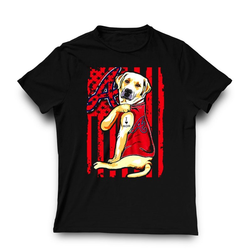 Atlanta Braves Labrador Retriever I Love Mom Baseball T-Shirt For Fans - Image 3