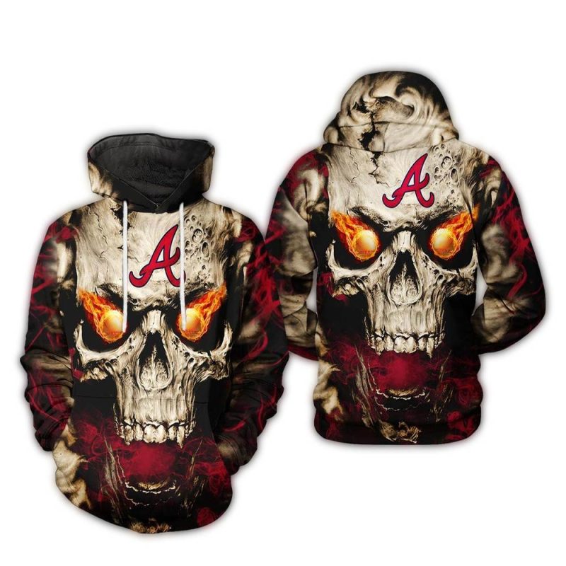 Atlanta Braves MLB Skull 3D Printed HoodieZipper Hoodie 1