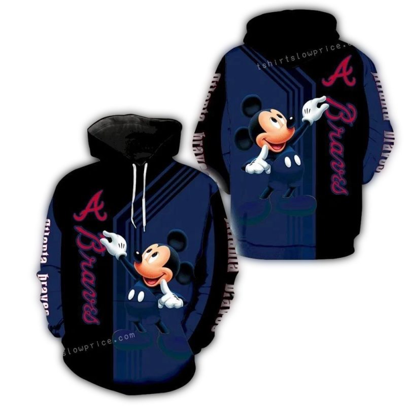 Atlanta Braves Mickey Mouse Full Print 3D Hoodie 1