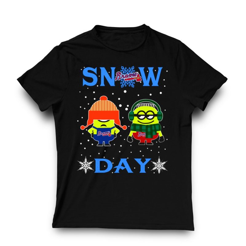 Atlanta Braves Minion Fans Winter Holiday T-Shirt For Snow Days - Image 3