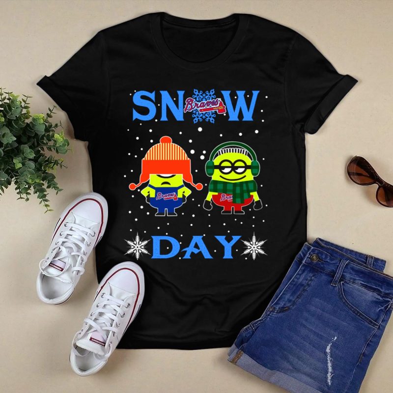 Atlanta Braves Minion Fans Winter Holiday T-Shirt For Snow Days - Image 5
