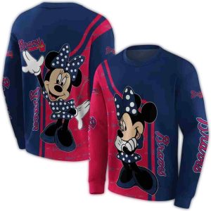 Atlanta Braves Minnie Mouse All-Over Print Sweatshirt For Fans