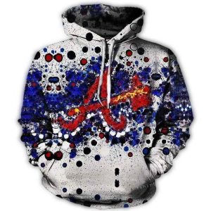 Colorful Distressed Atlanta Braves Logo All-Over Print Hoodie