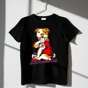 Atlanta Braves Pitbull Baseball Paw Print T-Shirt For Fans