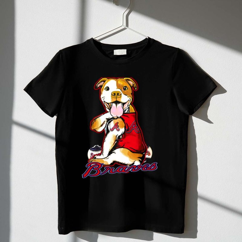 Atlanta Braves Pitbull Baseball Paw Print T-Shirt For Fans
