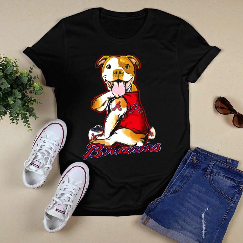 Atlanta Braves Pitbull Baseball Paw Print T-Shirt For Fans - Image 5