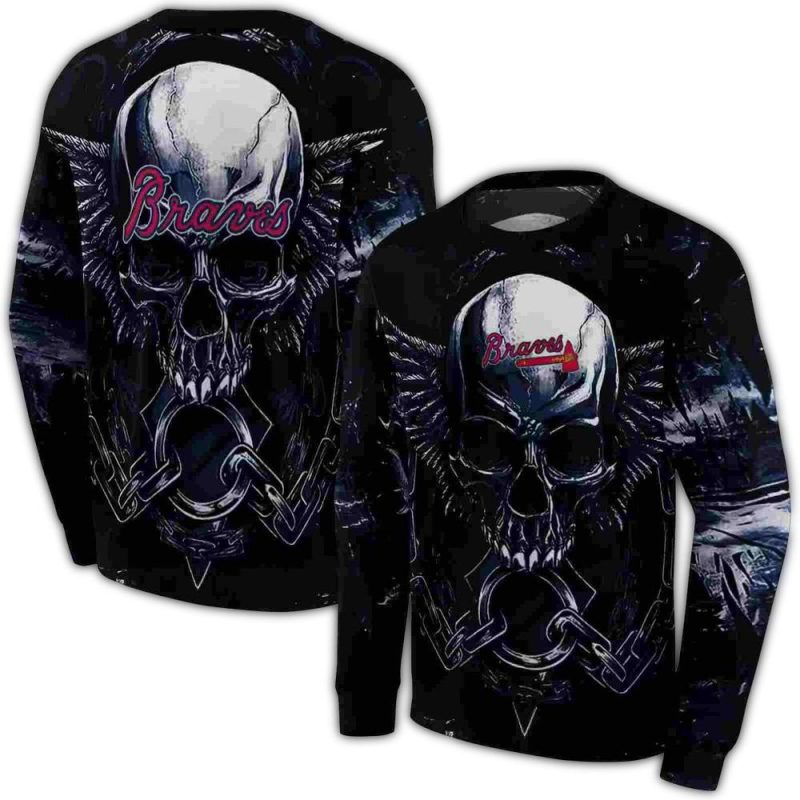 Atlanta Braves Skull Artwork AOP Sweatshirt 1