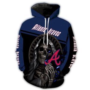 Atlanta Braves Skull Death Hold Logo All-Over Print Hoodie