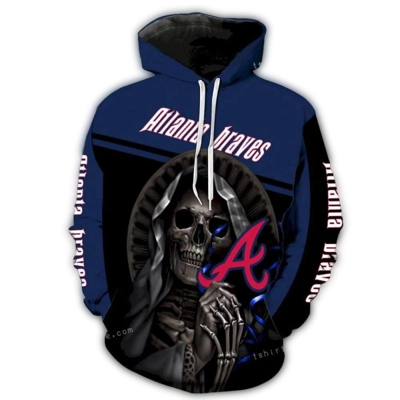 Atlanta Braves Skull Hold Logo New Design Full Over Print 3D Hoodie Zipper 1