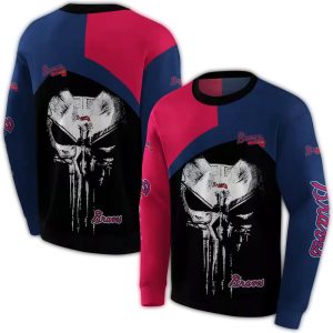 Atlanta Braves Skull Punisher Graphic Sweatshirt For Fans