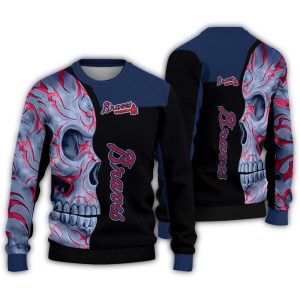 Atlanta Braves Skull Swirl Holiday Sweatshirt For Fans