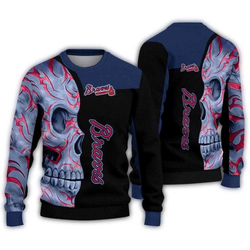 Atlanta Braves Skull Swirl Ugly Sweater 1