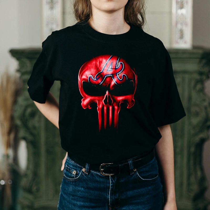 Atlanta Braves Skull V3 Logo Graphic T-Shirt For Fans - Image 2