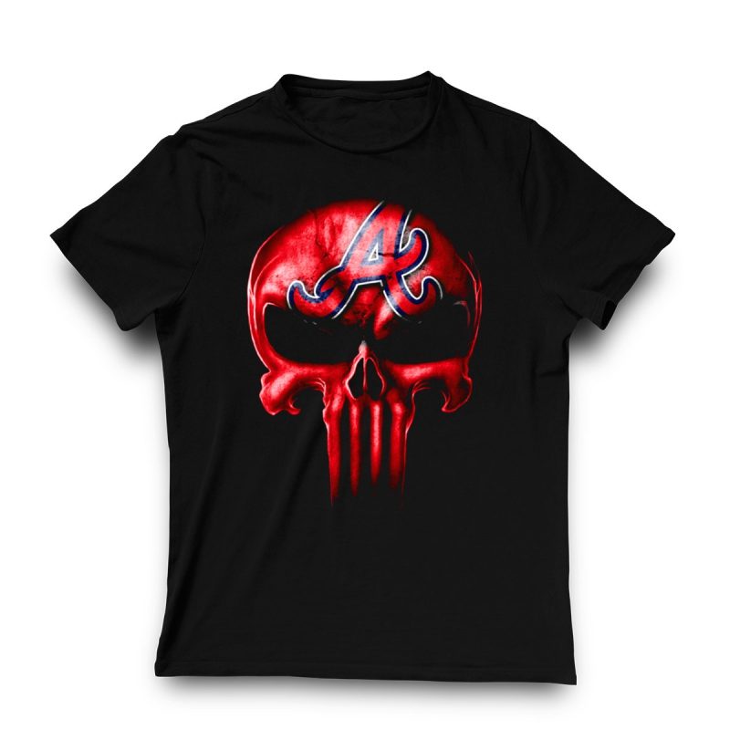 Atlanta Braves Skull V3 Logo Graphic T-Shirt For Fans - Image 3