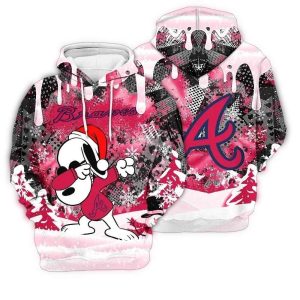 Atlanta Braves Snoopy Dabbing Peanuts All-Over Print Hoodie