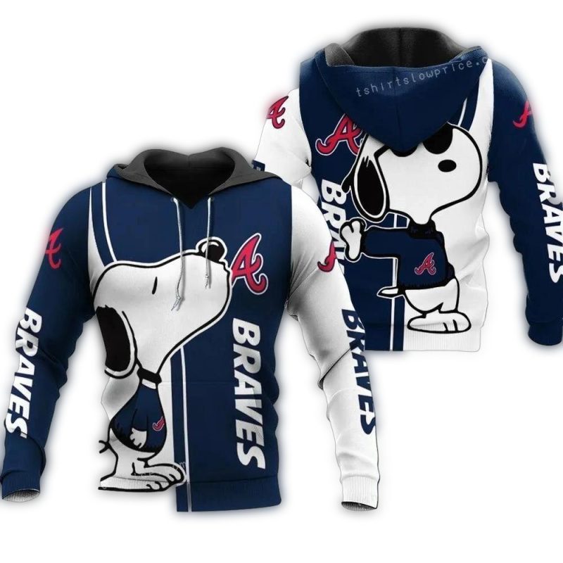 Atlanta Braves Snoopy Lover Allover Printed 3D Hoodie 1