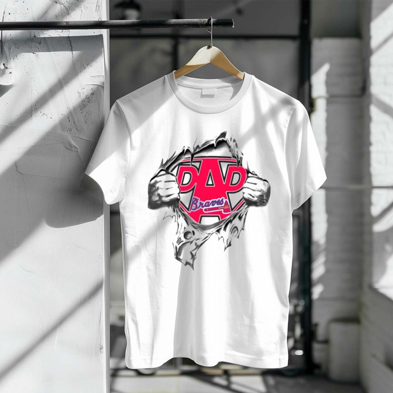 Atlanta Braves Super Dad T-Shirt – Perfect Gift For Fathers Day - Image 3