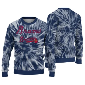 Atlanta Braves Tie Dye Ugly Sweater For Cozy Game Day Style