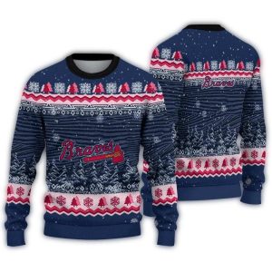Atlanta Braves Tree Pattern Holiday Sweatshirt For Fans