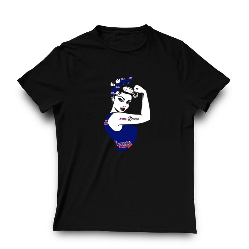 Atlanta Braves Rosie The Riveter Inspired Strong Girl T-Shirt - Image 3