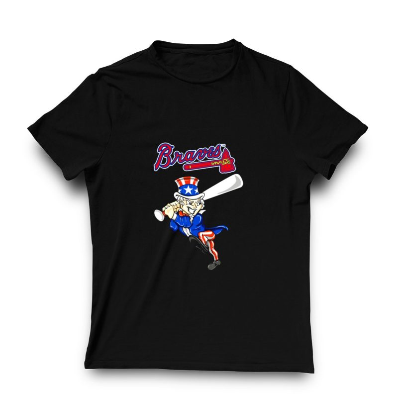 Patriotic Atlanta Braves Uncle Sam 4Th Of July Baseball T-Shirt - Image 3
