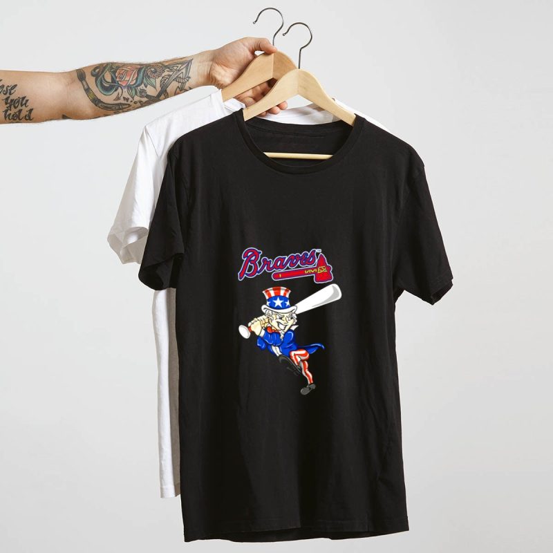 Patriotic Atlanta Braves Uncle Sam 4Th Of July Baseball T-Shirt - Image 4