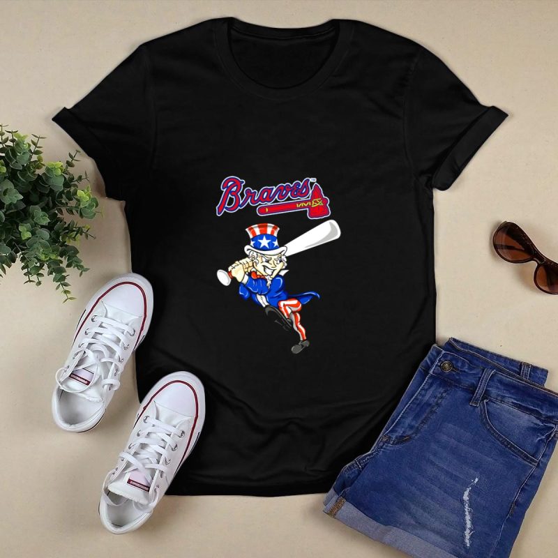 Patriotic Atlanta Braves Uncle Sam 4Th Of July Baseball T-Shirt - Image 5