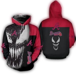 Atlanta Braves Venom All-Over Print Hoodie For Fans