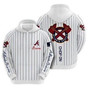 Atlanta Braves Striped All-Over Print Hoodie For Fans And Comfort