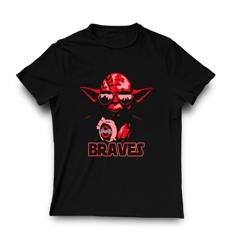 Atlanta Braves Yoda Star Wars Crossover T-Shirt For Fans - Image 3