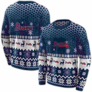 Atlanta Braves All-Over Print Sweatshirt With Deer Motif