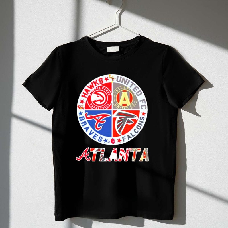 Atlanta Hawks & United Fc Falcons Braves Logo Mashup T-Shirt