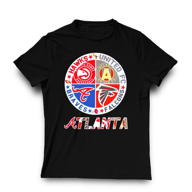 Atlanta Hawks & United Fc Falcons Braves Logo Mashup T-Shirt - Image 3