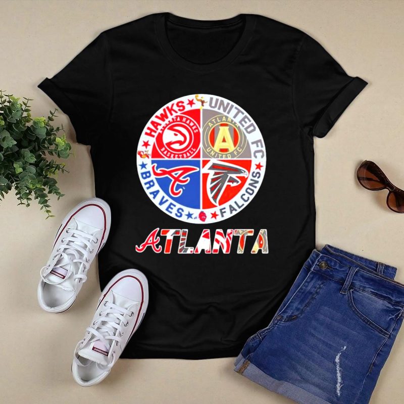 Atlanta Hawks & United Fc Falcons Braves Logo Mashup T-Shirt - Image 5
