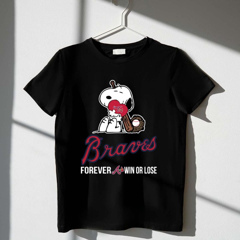 Atlanta Braves Snoopy Baseball T-Shirt - Forever Win Or Lose Design