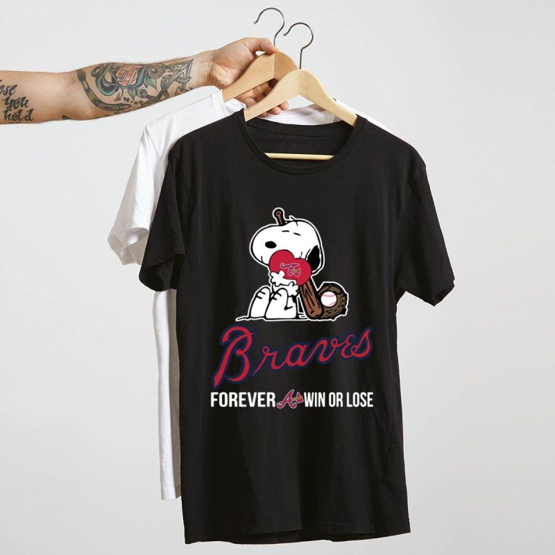 Atlanta Braves Snoopy Baseball T-Shirt - Forever Win Or Lose Design - Image 4
