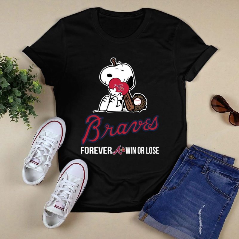 Atlanta Braves Snoopy Baseball T-Shirt - Forever Win Or Lose Design - Image 5