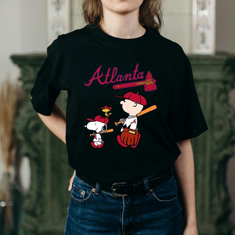 Snoopy Atlanta Braves Baseball Together T-Shirt - Perfect Fan Gear! - Image 2