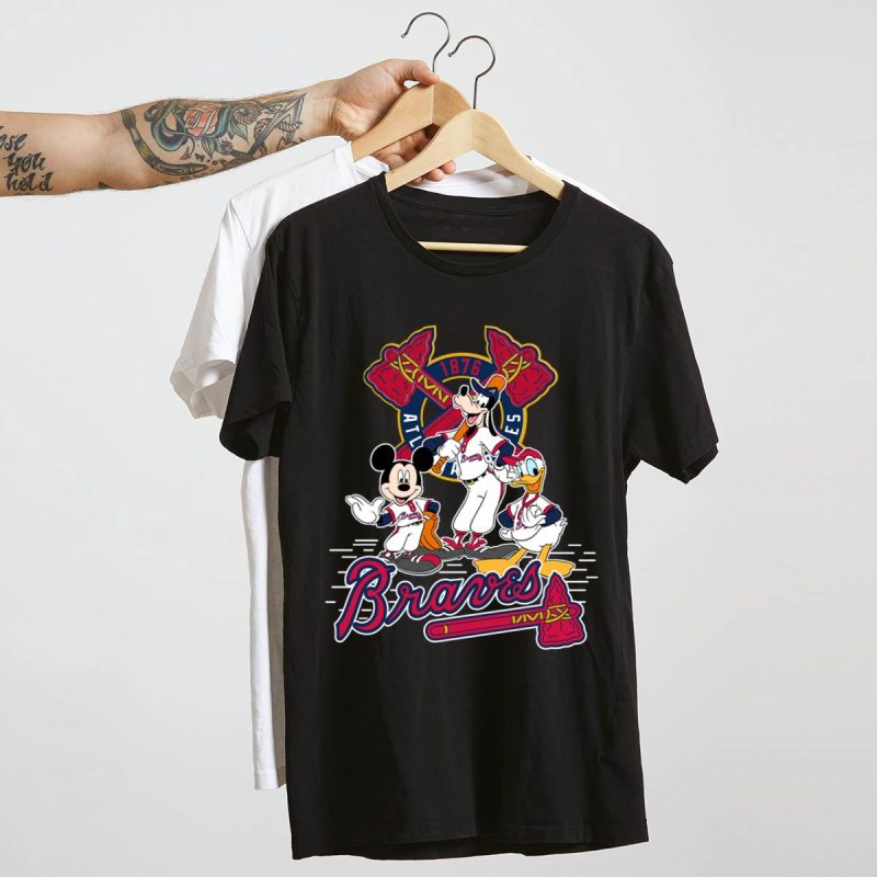 Atlanta Braves Mickey, Donald & Goofy Baseball T-Shirt For Fans - Image 4