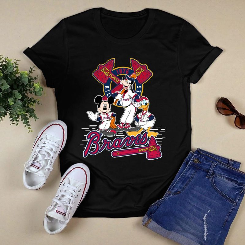 Atlanta Braves Mickey, Donald & Goofy Baseball T-Shirt For Fans - Image 5