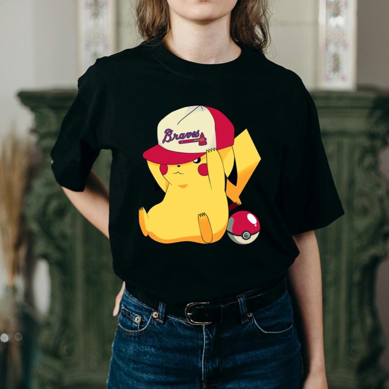 Atlanta Braves Pikachu Pokemon T-Shirt – Fun And Stylish Fan Apparel - Image 2