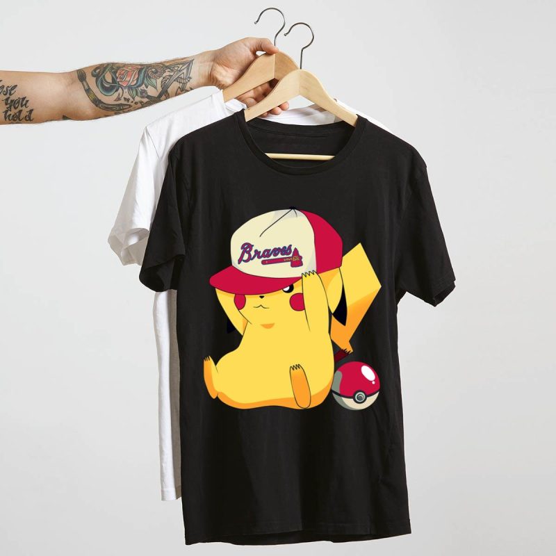 Atlanta Braves Pikachu Pokemon T-Shirt – Fun And Stylish Fan Apparel - Image 4