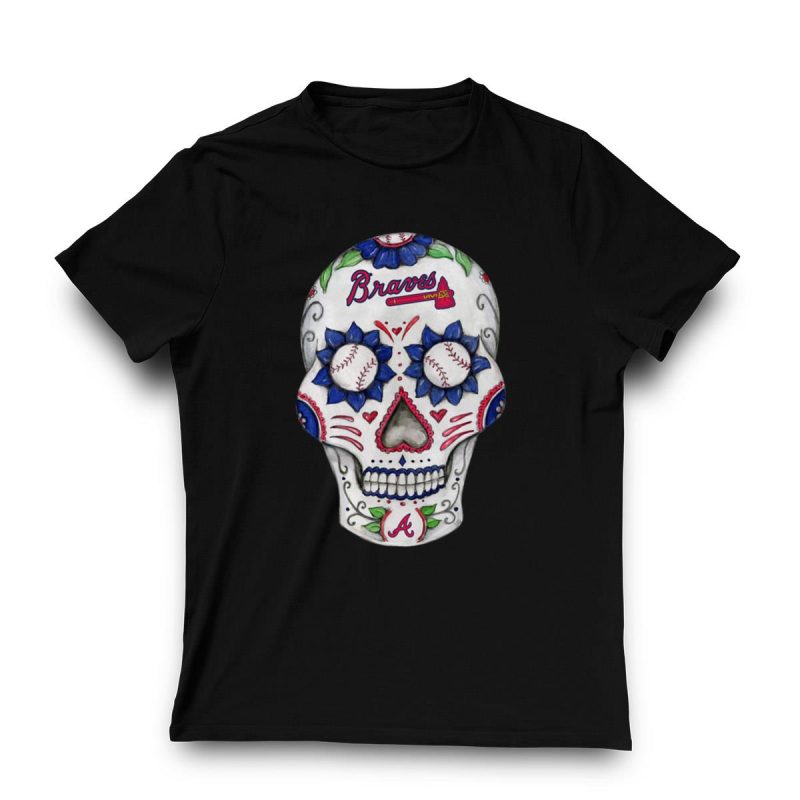 Atlanta Braves Sugar Skull T-Shirt - Unique Fan Gear For Game Day - Image 3