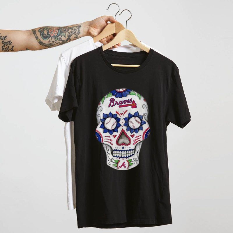 Atlanta Braves Sugar Skull T-Shirt - Unique Fan Gear For Game Day - Image 4