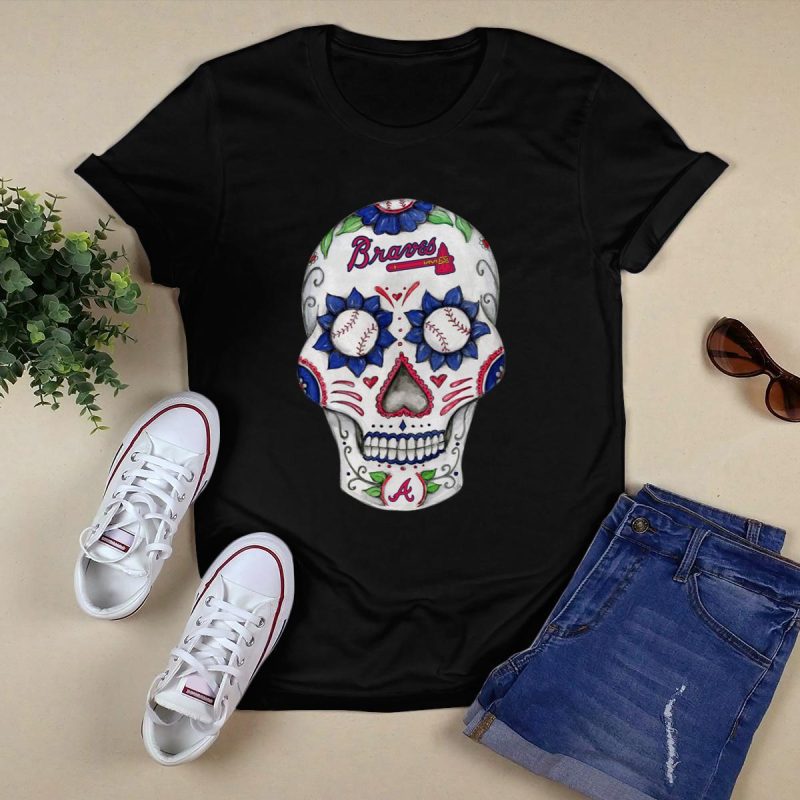 Atlanta Braves Sugar Skull T-Shirt - Unique Fan Gear For Game Day - Image 5